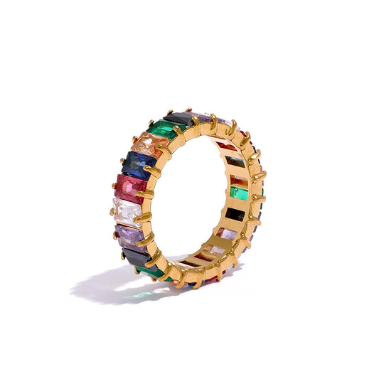 Bling colorful cubic zirconia textured ring - product image