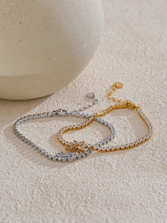 Bling cubic zirconia butterfly charm bracelet - product image