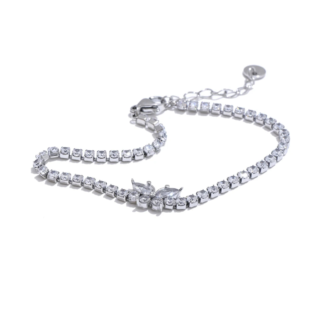 Bling cubic zirconia butterfly charm bracelet - product image