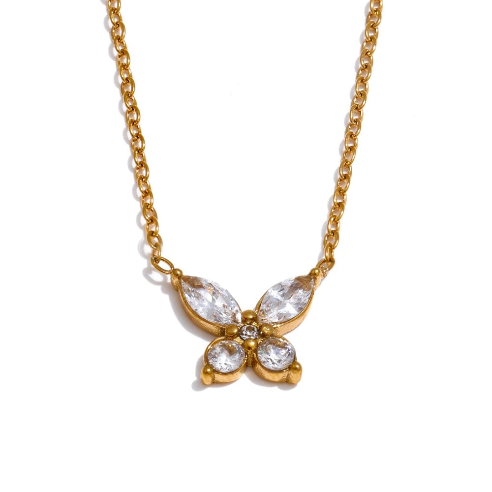 Bling cubic zirconia butterfly pendant necklace - product image