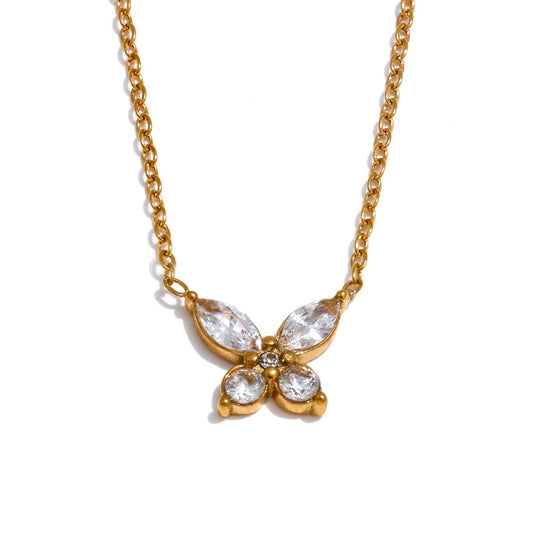Bling cubic zirconia butterfly pendant necklace - product image