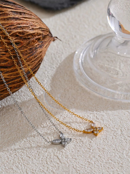 Bling cubic zirconia butterfly pendant necklace - product image