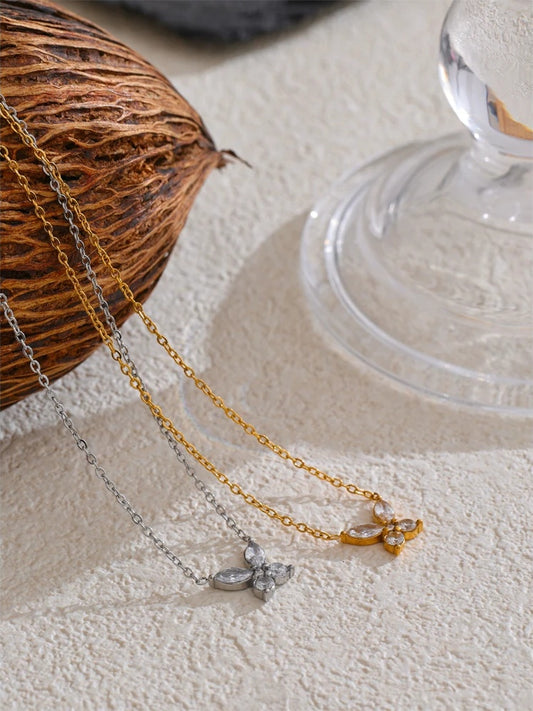 Bling cubic zirconia butterfly pendant necklace - product image