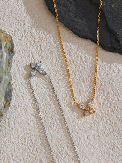 Bling cubic zirconia butterfly pendant necklace - product image