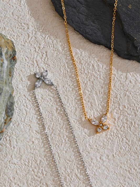 Bling cubic zirconia butterfly pendant necklace - product image