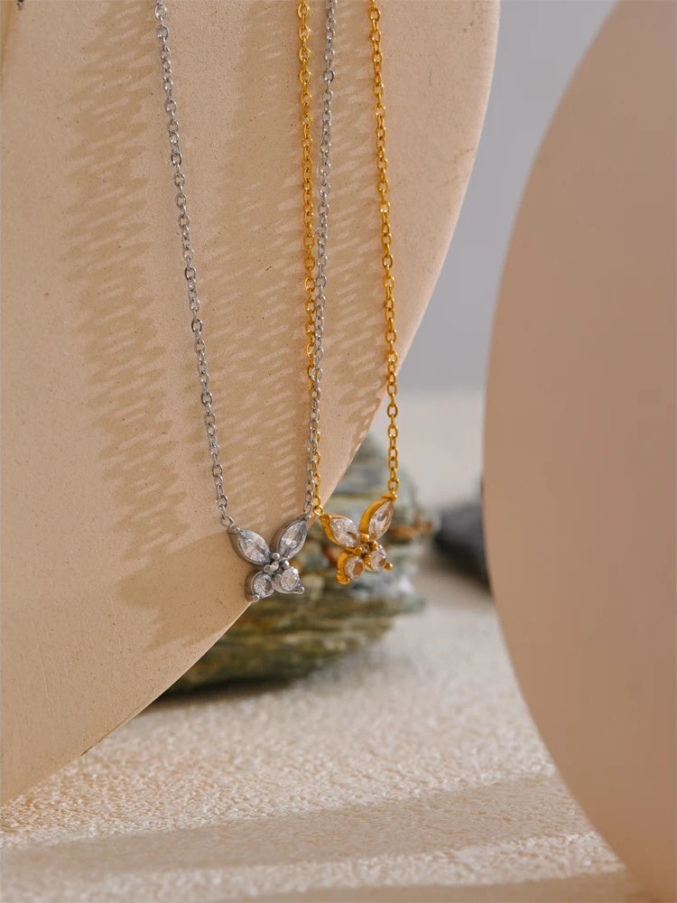 Bling cubic zirconia butterfly pendant necklace - product image