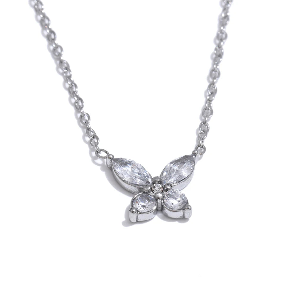 Bling cubic zirconia butterfly pendant necklace - product image
