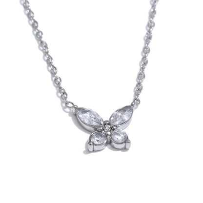 Bling cubic zirconia butterfly pendant necklace - product image