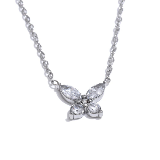 Bling cubic zirconia butterfly pendant necklace - product image