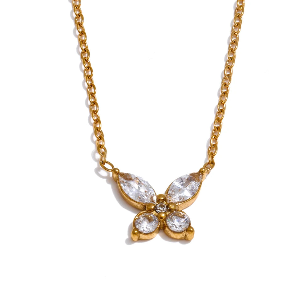 Bling cubic zirconia butterfly pendant necklace - product image