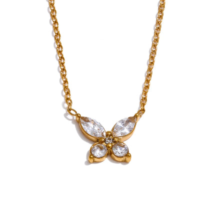 Bling cubic zirconia butterfly pendant necklace - product image