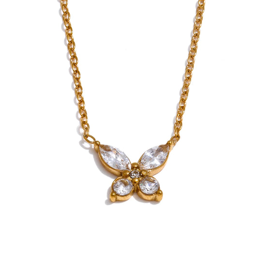 Bling cubic zirconia butterfly pendant necklace - product image