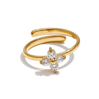 Bling Cubic Zirconia Flower Adjustable Ring