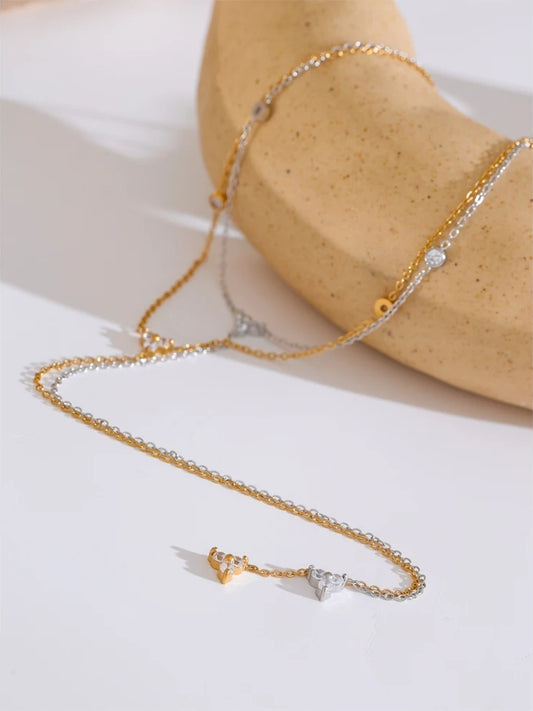 Bling cubic zirconia long thin chain pendant necklace - product image