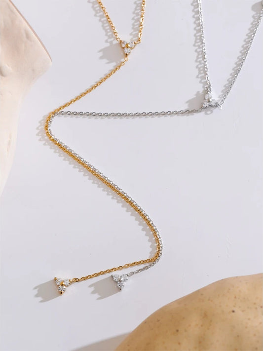 Bling cubic zirconia long thin chain pendant necklace - product image
