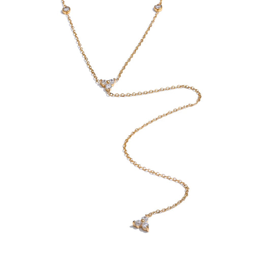 Bling cubic zirconia long thin chain pendant necklace - product image