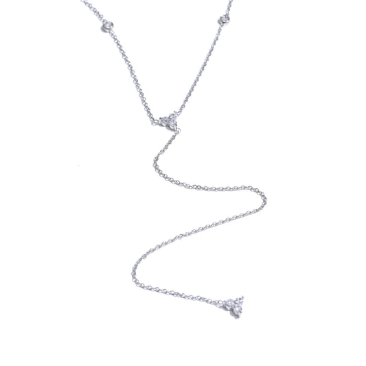 Bling cubic zirconia long thin chain pendant necklace - product image