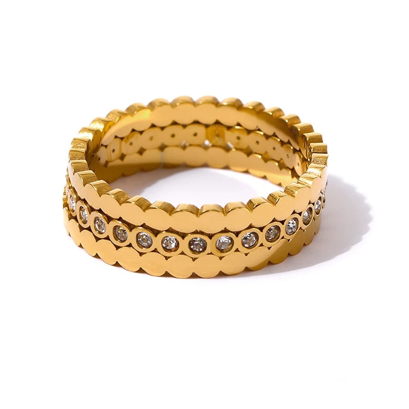 Bling cubic zirconia modern wedding finger ring - product image