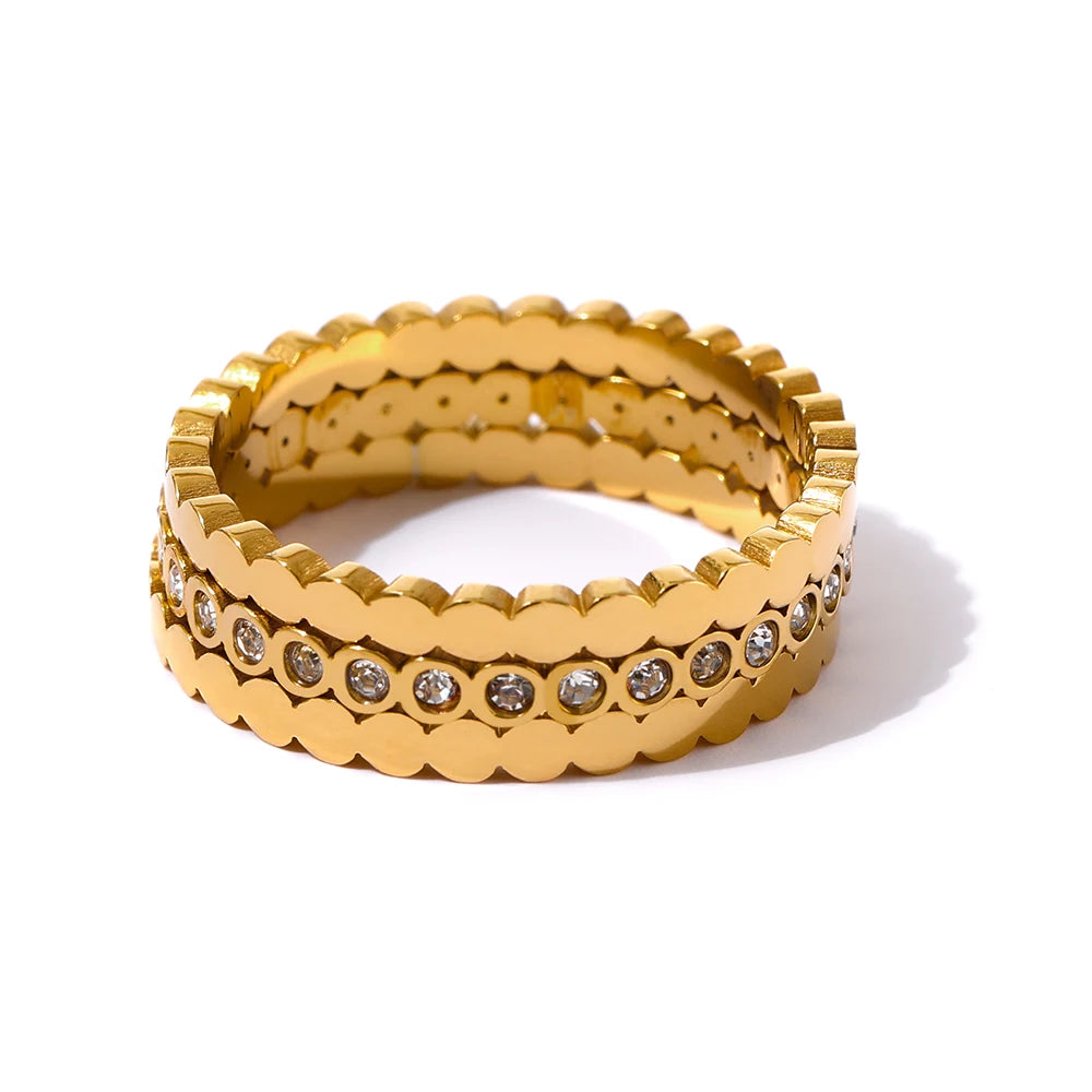 Bling cubic zirconia modern wedding finger ring - product image