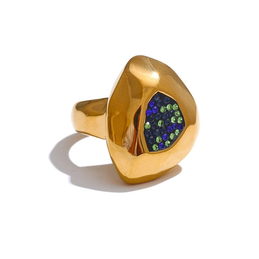 Blue cubic zirconia abstract fashion ring - product image