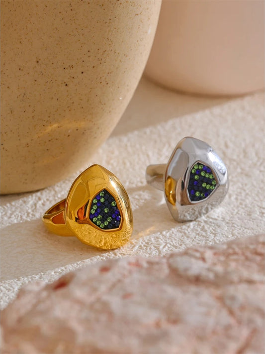 Blue cubic zirconia abstract fashion ring - product image