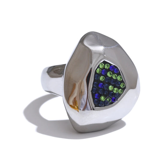 Blue cubic zirconia abstract fashion ring - product image