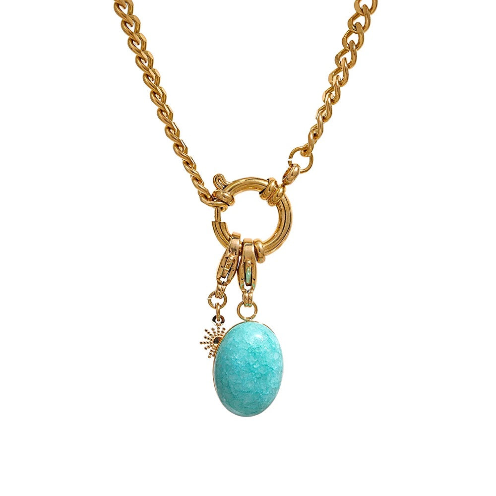 Blue natural stone star chain pendant necklace - product image