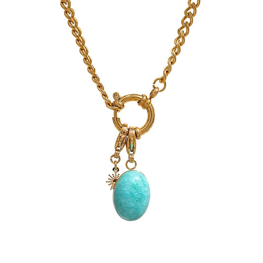 Blue natural stone star chain pendant necklace - product image