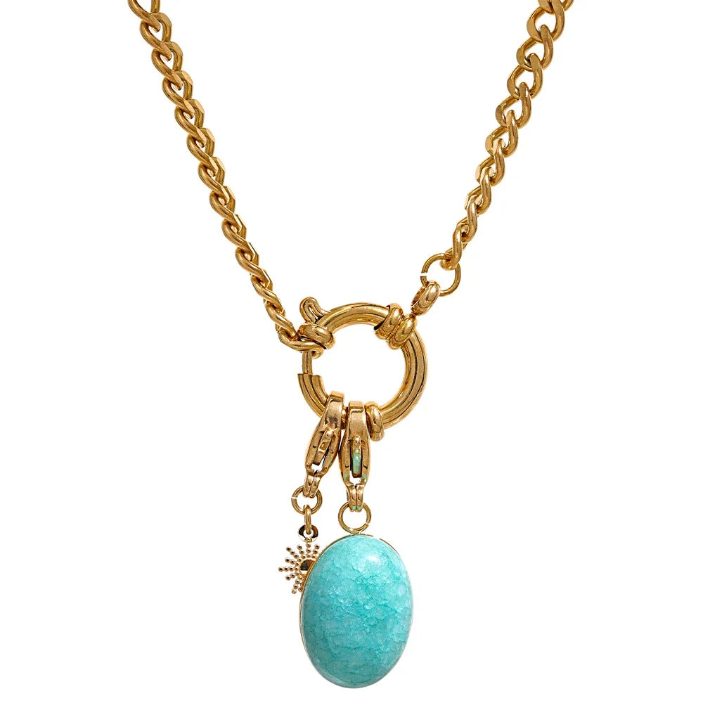 Blue natural stone star chain pendant necklace - product image