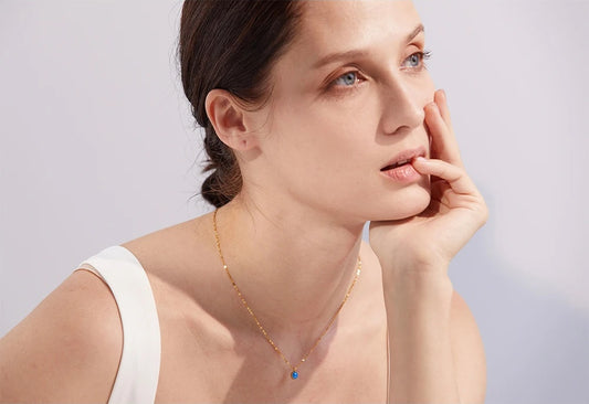 Blue opal natural stone round pendant necklace - product image