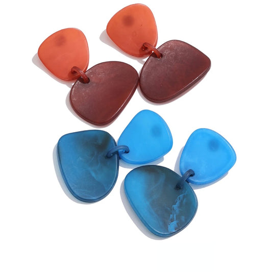 Blue red acrylic modern drop dangle earrings - product image