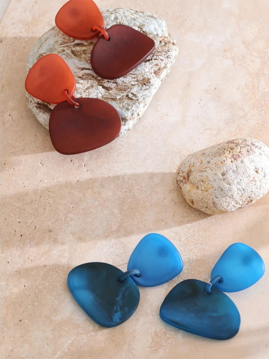 Blue red acrylic modern drop dangle earrings - product image
