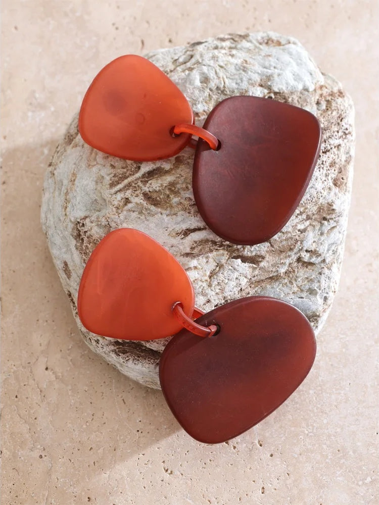 Blue red acrylic modern drop dangle earrings - product image