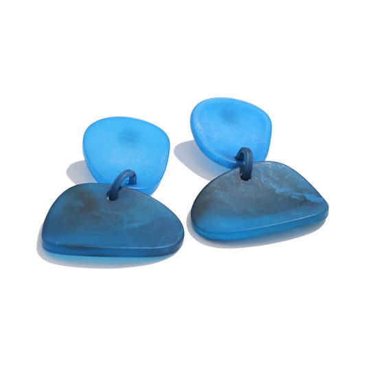 Blue red acrylic modern drop dangle earrings - product image