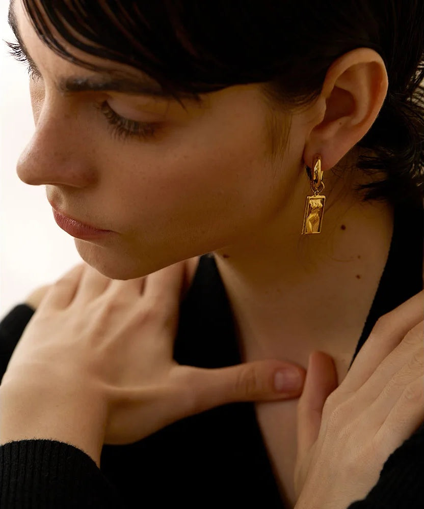 Body drop unusual stylish hoop earrings - product image