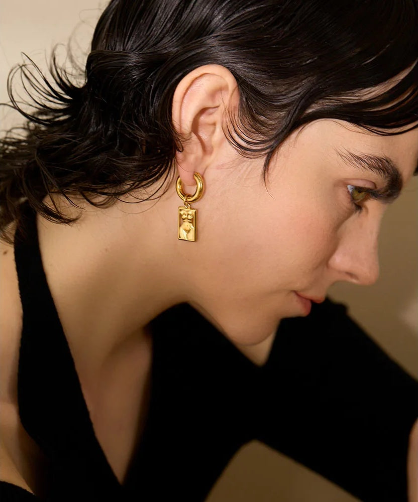 Body drop unusual stylish hoop earrings - product image
