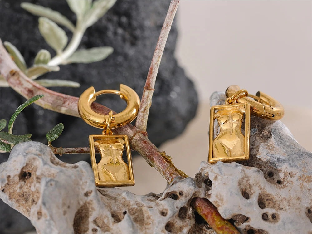 Body drop unusual stylish hoop earrings - product image