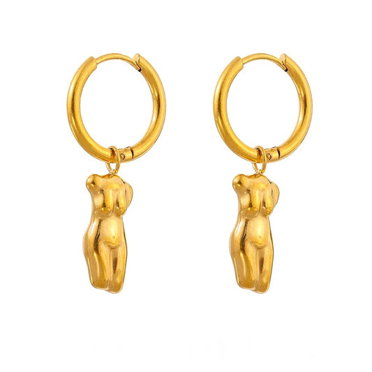 Body style metal golden hoop earrings - product image