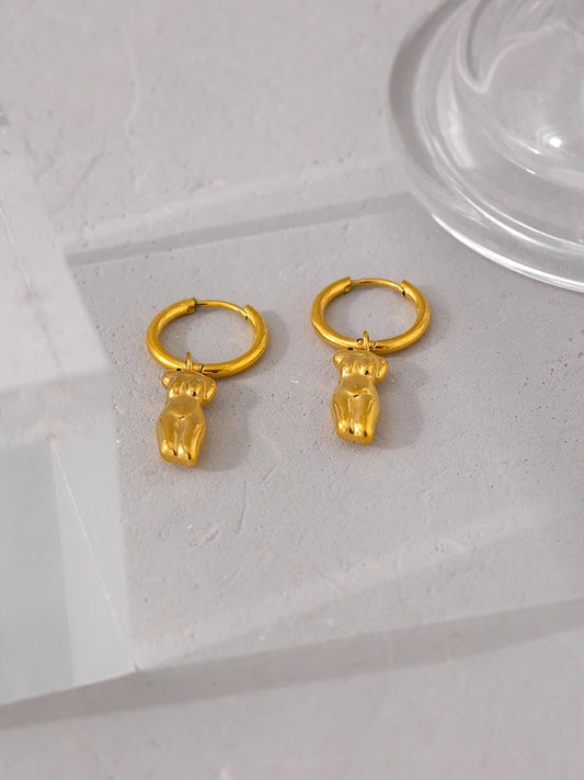 Body style metal golden hoop earrings - product image