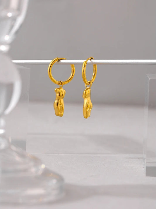 Body style metal golden hoop earrings - product image