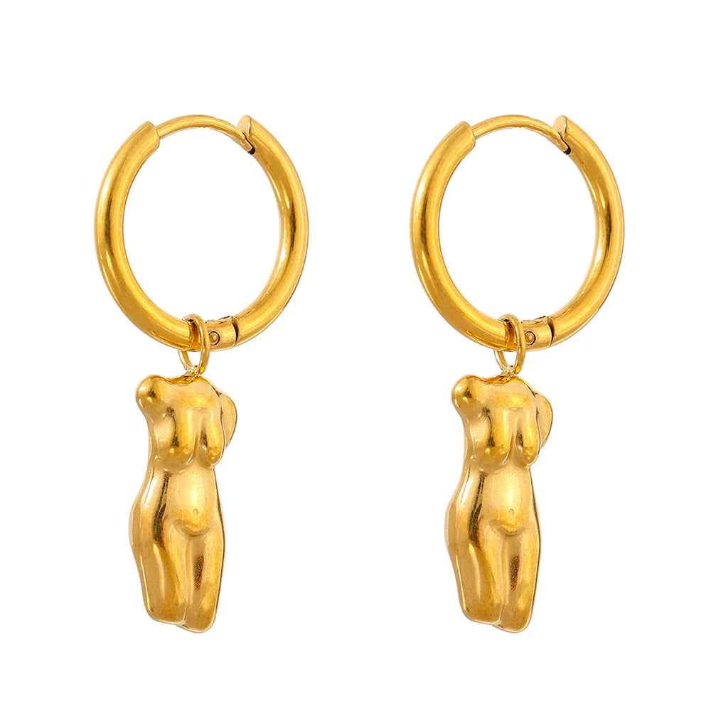 Body style metal golden hoop earrings - product image
