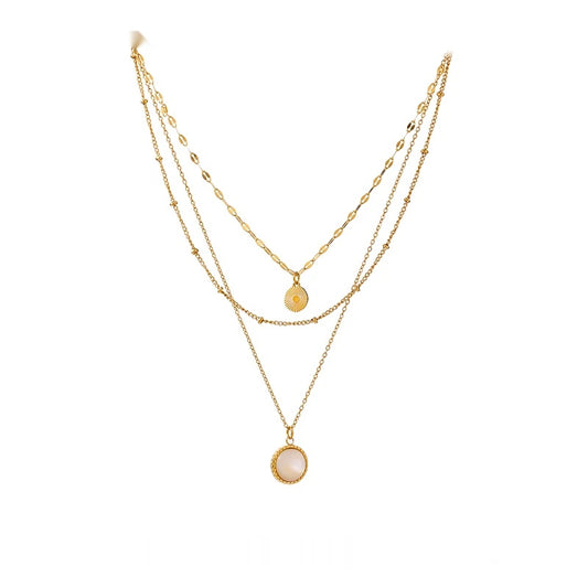 Bohemian round pendant necklace stainless steel - product image