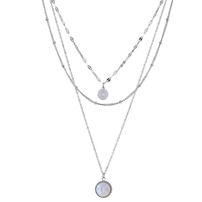 Bohemian round pendant necklace stainless steel - product image