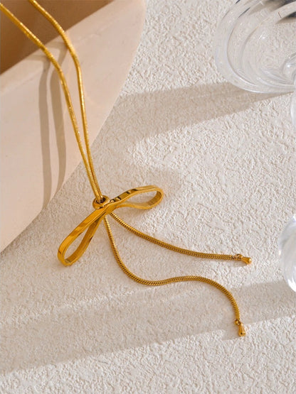 Bow knot movable fashion sweater chain necklace - product image