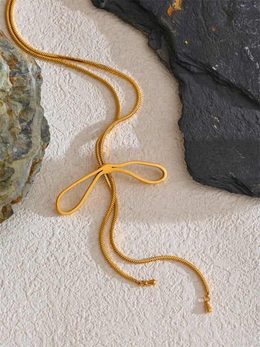 Bow knot movable fashion sweater chain necklace - product image