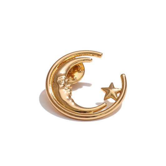 Bowknot sun moon stainless steel brooch pin - product image