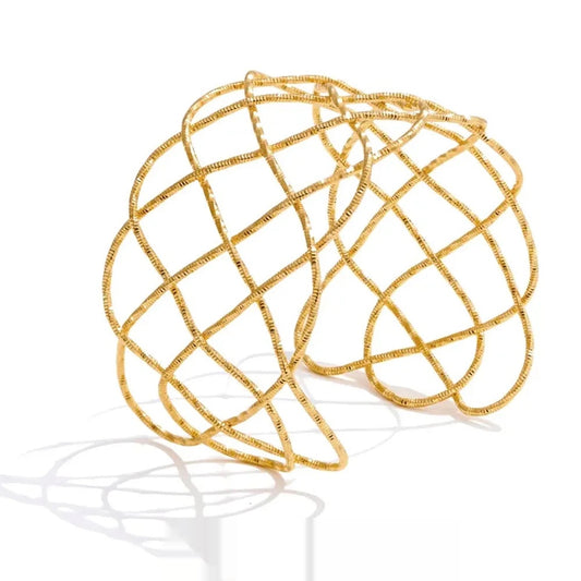 Braided hollow large wide cuff bracelet - product image