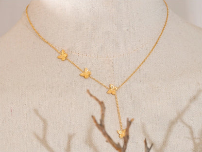 Butterfly chain abstract pendant collar necklace - product image
