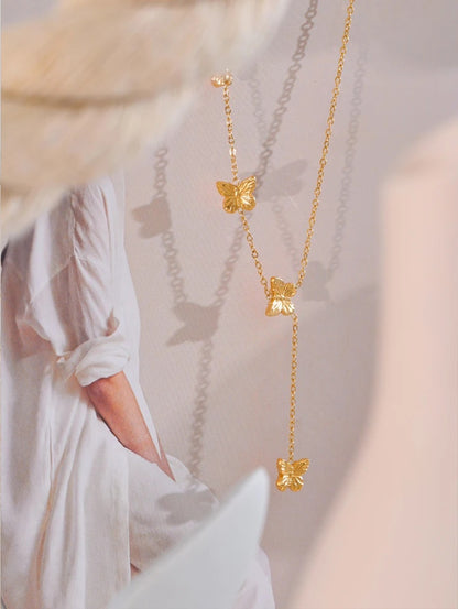 Butterfly chain abstract pendant collar necklace - product image