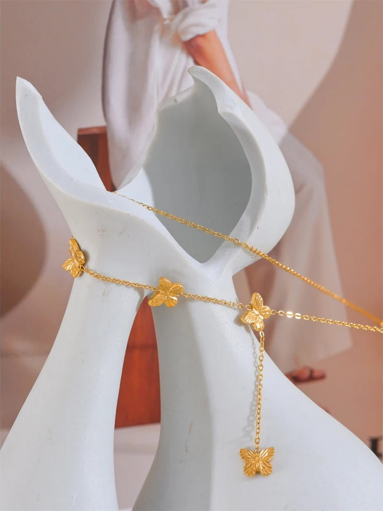 Butterfly chain abstract pendant collar necklace - product image